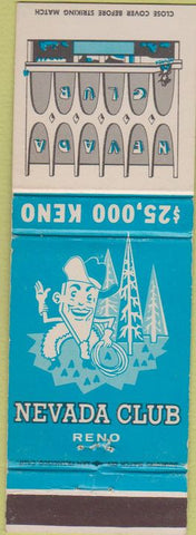 Matchbook Cover - Nevada Club Casino Reno NV WEAR
