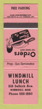 Matchbook Cover - Windmill Lunch Winnipeg MB