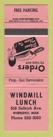 Matchbook Cover - Windmill Lunch Winnipeg MB