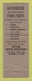 Matchbook Cover - Watson Motor Rebuilders Ford Columbus OH