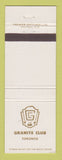 Matchbook Cover - Granite Club of Toronto ON
