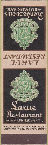 Matchbook Cover - Larue Restaurant Rendezvous
