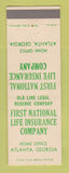 Matchbook Cover - First National Life Insurance Company Atlanta GA