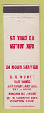 Matchbook Cover - GG Nunez Bail Bonds Compton CA