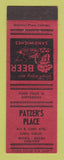 Matchbook Cover - Patzer's Place Lodi CA