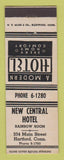 Matchbook Cover - New Central Hotel Hartford CT