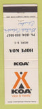 Matchbook Cover - KOA Camping Hope BC WRITING