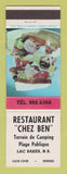 Matchbook Cover - Restaurant Chez Ben Lac Baker NB