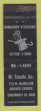 Matchbook Cover - Mr Tuxedo Charles Ackerman Cincinnati OH WEAR