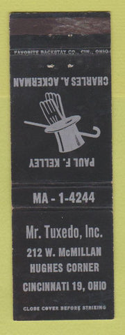 Matchbook Cover - Mr Tuxedo Charles Ackerman Cincinnati OH WEAR
