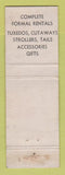 Matchbook Cover - Mr Tuxedo Charles Ackerman Cincinnati OH WEAR
