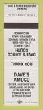 Matchbook Cover - Dave's Amoco oil gas Eau Claire WI