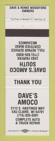 Matchbook Cover - Dave's Amoco oil gas Eau Claire WI