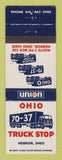 Matchbook Cover - Union oil gas Truck Stop Hebron OH