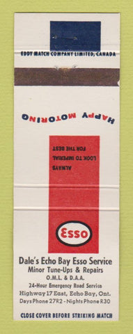 Matchbook Cover - Esso oil gas Dale's Echo Bay ON