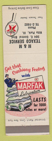 Matchbook Cover - M&M Texaco oil gas Villa Park IL