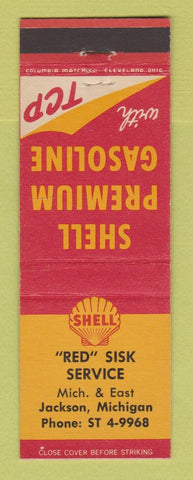 Matchbook Cover - Shell oil gas Red Sisk Jackson MI