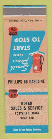Matchbook Cover - Hofer Phillips 66 oil gas Postville IA
