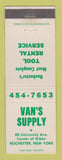 Matchbook Cover - Van's Supply Tool Rental Rochester NY