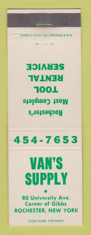 Matchbook Cover - Van's Supply Tool Rental Rochester NY
