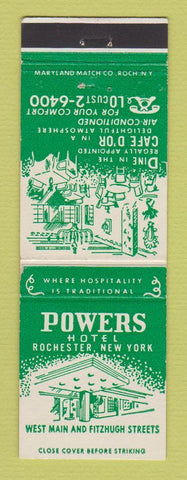 Matchbook Cover - Powers Hotel Rochester NY