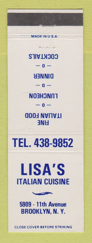 Matchbook Cover - Lisa's Italian Restaurant Brooklyn NY
