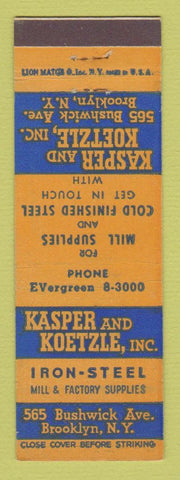 Matchbook Cover - Kasper and Koetzle Iron Steel Brooklyn NY