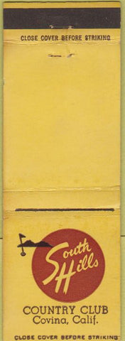 Matchbook Cover - South Hills Country Club Covina CA golf