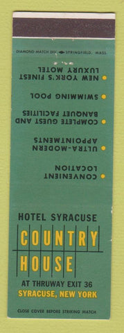 Matchbook Cover - Hotel Syracuse NY Country House
