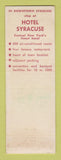 Matchbook Cover - Hotel Syracuse NY Country House