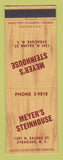 Matchbook Cover - Meyer's Steinhouse Syracuse NY