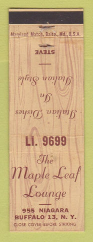 Matchbook Cover - Maple Leaf Lounge Buffalo NY