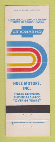 Matchbook Cover - Holz Motors Chevrolet Hales Corners WI