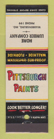 Matchbook Cover - Pittsburgh Paints Home Lumber Warrensburg MO