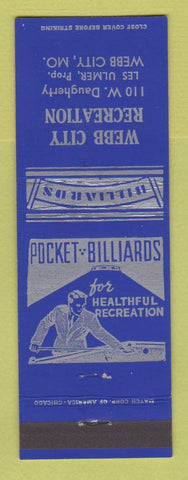 Matchbook Cover - Webb City Recreation billiards Webb City MO