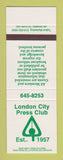 Matchbook Cover - London City Press Club ON? SAMPLE