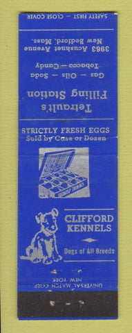 Matchbook Cover - Tetrault's oil gas New Bedford MA Clifford Dog Kennels