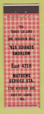 Matchbook Cover - Mathews Service oil gas East St Louis IL