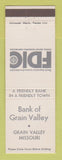 Matchbook Cover - Bank of Grain Valley MO