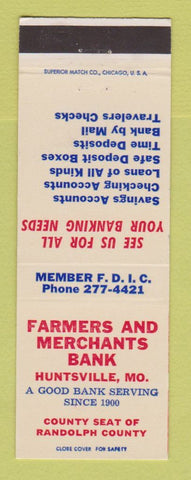 Matchbook Cover - Farmers and Merchants Bank Huntsville MO