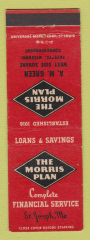 Matchbook Cover - Morris Plan Loans AM Green Fayette MO