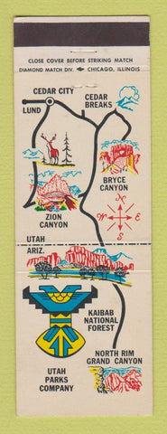 Matchbook Cover - Utah Parks Union Pacific Railroad Cedar City UT