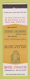 Matchbook Cover - Hotel Syracuse NY Northway Inn