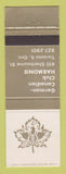 Matchbook Cover - German Canadian Club Harmonie Toronto ON WEAR