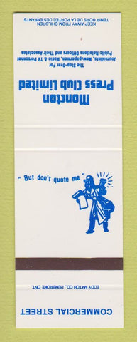 Matchbook Cover - Moncton Press Club NB SAMPLE