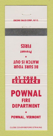 Matchbook Cover - Pownal Fire Department Pownal VT