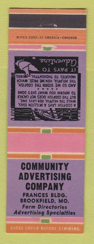 Matchbook Cover - Community Advertising Company Brookfield MO