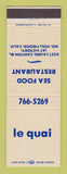 Matchbook Cover - Le Quai Seafood Restaurant North Hollywood CA