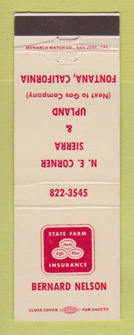 Matchbook Cover - State Farm Insurance Bernard Nelson Fontana CA