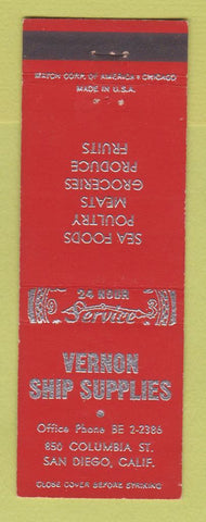 Matchbook Cover - Vernon Ship Supplies San Diego CA food grocery